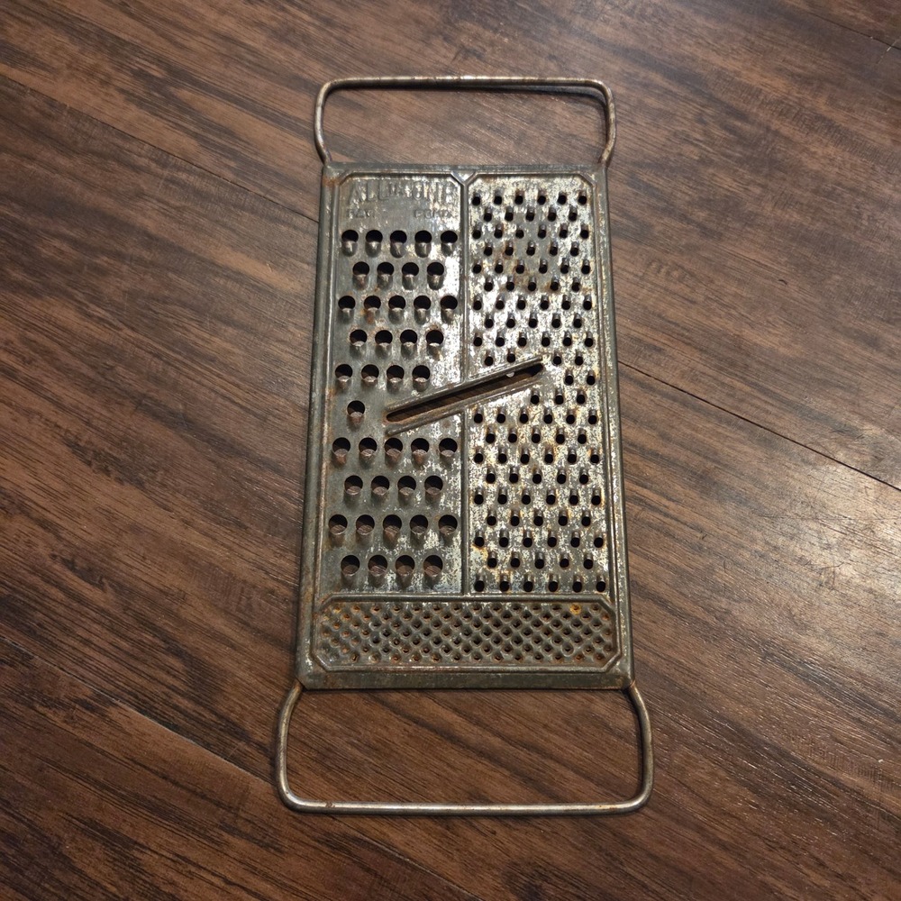 Vintage All-In-One Metal Hand Grater Slicer Primitive Kitchen Tool Farmhouse